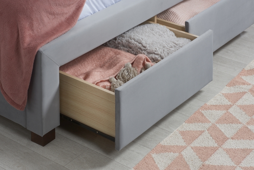 Product photograph of Woodbury Grey Fabric Bed from Choice Furniture Superstore.