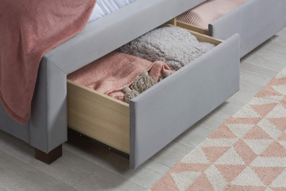 Product photograph of Woodbury Grey Fabric Bed - Sizes Available from Choice Furniture Superstore.