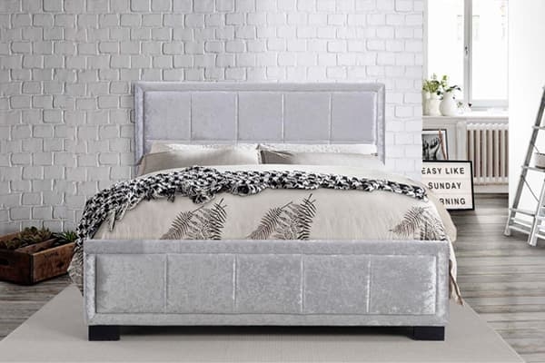 Product photograph of Hannover Steel Velvet Fabric Bed from Choice Furniture Superstore.