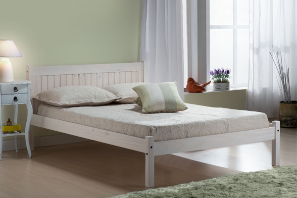 Product photograph of Rio White Washed Pine Bed from Choice Furniture Superstore.