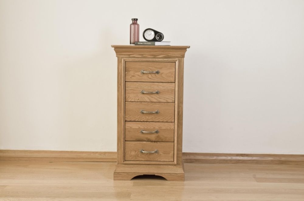 Product photograph of Lyon Oak 5 Drawer Chest from Choice Furniture Superstore.