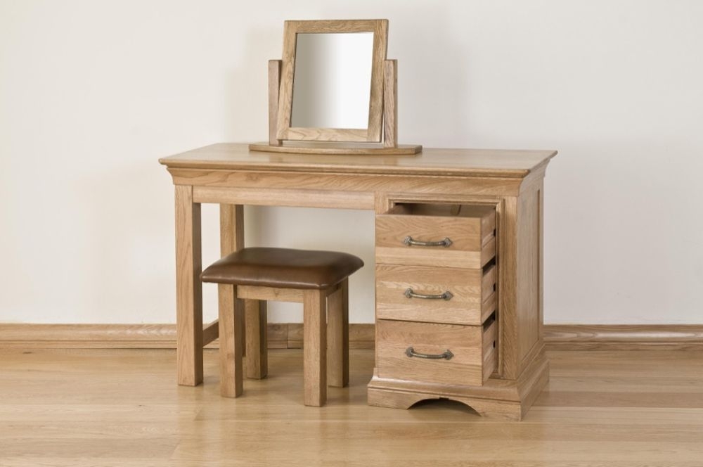 Product photograph of Lyon Oak Single Pedestal Dressing Table from Choice Furniture Superstore.