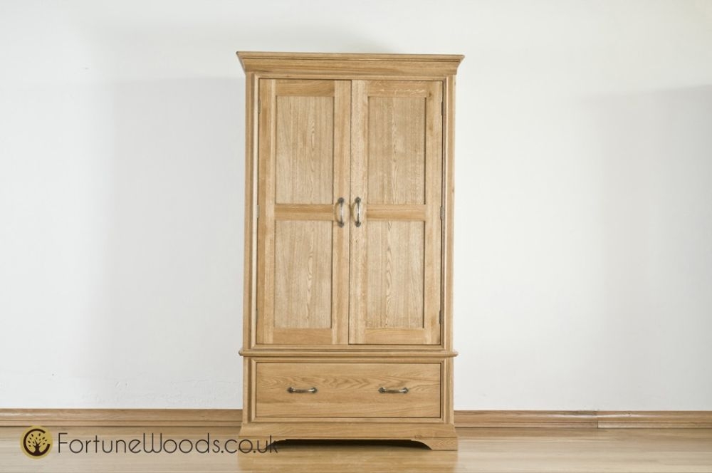 Product photograph of Lyon Oak 2 Door 1 Drawer Wardrobe from Choice Furniture Superstore.