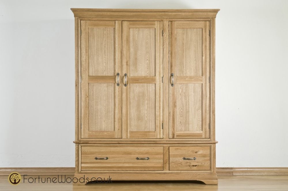 Product photograph of Lyon Oak 3 Door 2 Drawer Wardrobe from Choice Furniture Superstore.