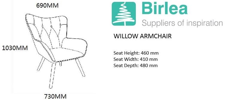 Product photograph of Birlea Midnight Blue Willow Armchair from Choice Furniture Superstore.