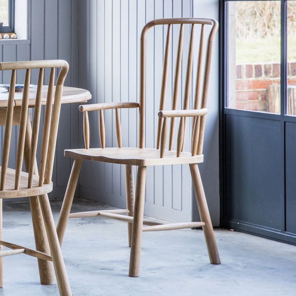 Product photograph of Armagh Oak Carver Dining Chair Sold In Pairs from Choice Furniture Superstore.