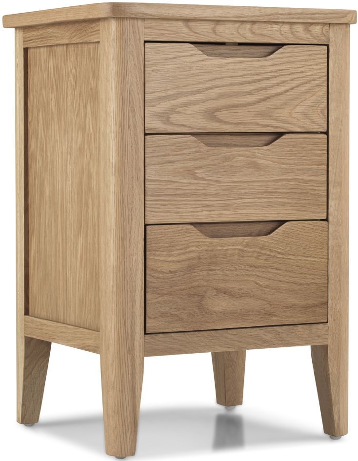 Product photograph of Bresca Scandi Style Oak Narrow Bedside Cabinet 3 Drawers - Curved Edges from Choice Furniture Superstore.