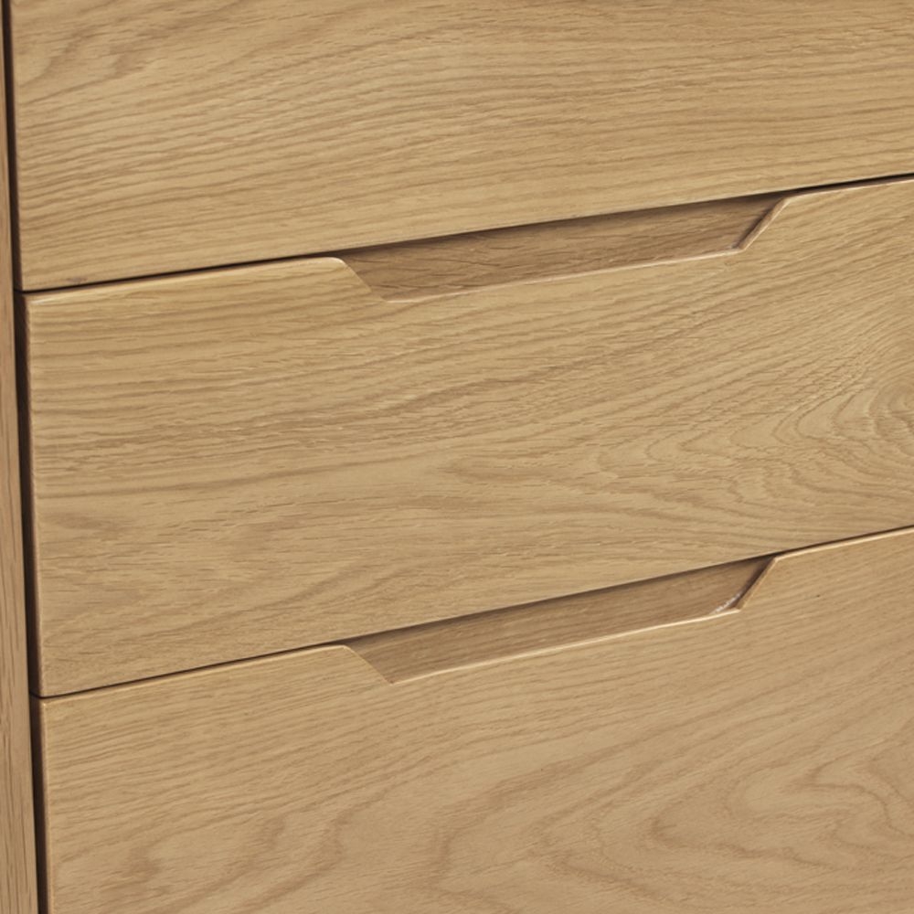 Product photograph of Bresca Scandi Style Oak Narrow Bedside Cabinet 3 Drawers - Curved Edges from Choice Furniture Superstore.