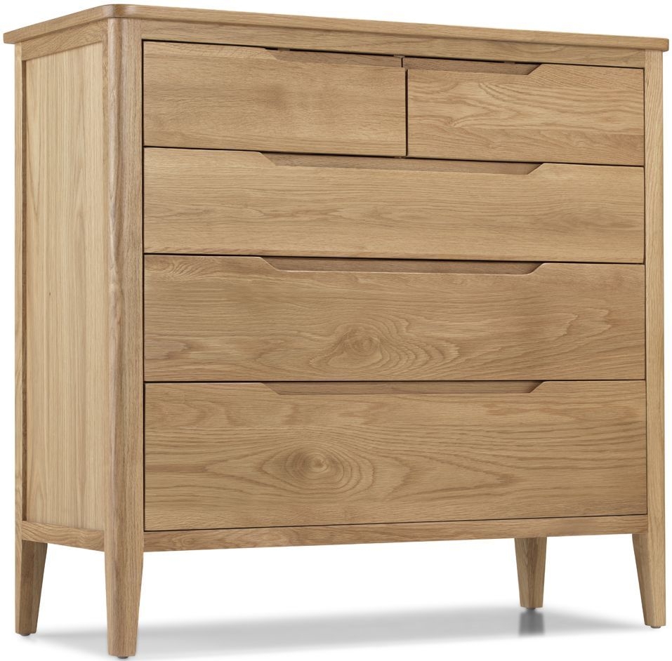 Product photograph of Bresca Scandi Style Oak Chest 3 2 Drawers - Curved Edges from Choice Furniture Superstore.