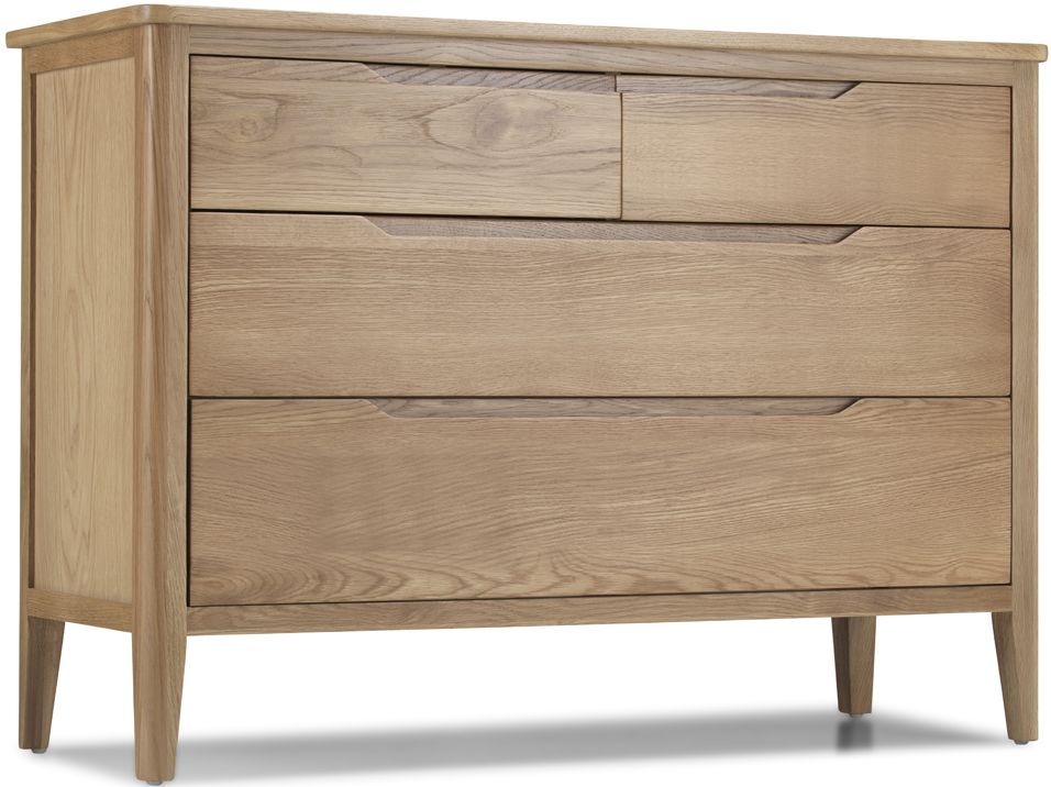 Product photograph of Bresca Scandi Style Oak Wide Chest 2 2 Drawers - Curved Edges from Choice Furniture Superstore.