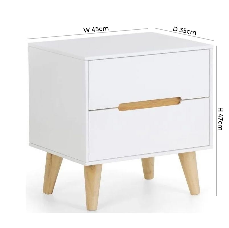 Product photograph of Alicia White 2 Drawer Bedside Cabinet from Choice Furniture Superstore.