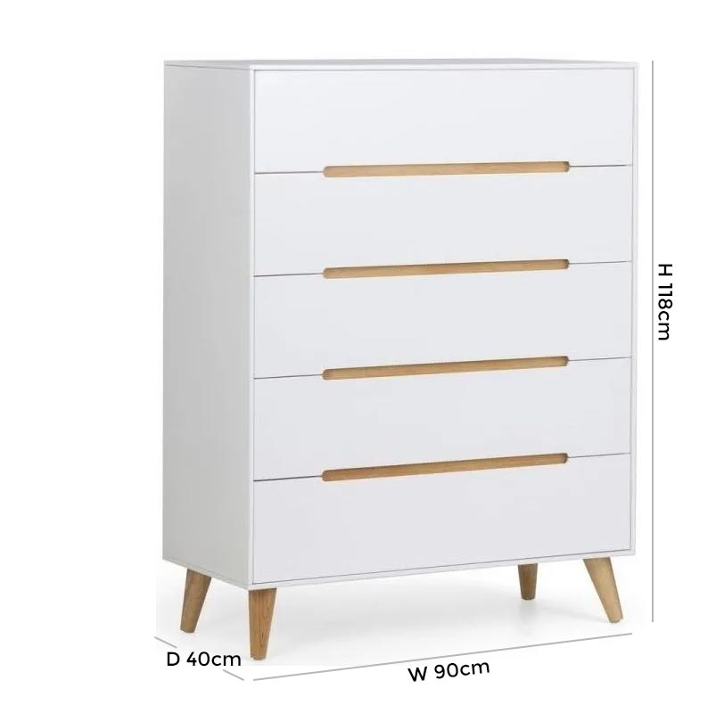 Product photograph of Alicia 5 Drawer Chest - Comes In White And Anthracite Options from Choice Furniture Superstore.