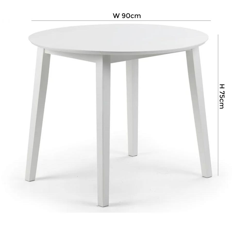 Product photograph of Coast Hardwood Round 2-4 Seater Extending Drop Leaf Dining Table - Comes In White And Pebble Options from Choice Furniture Superstore.