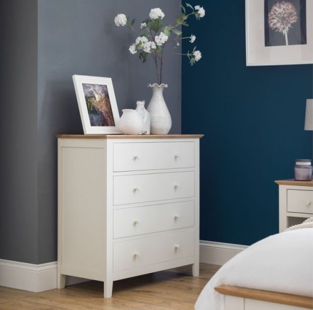 Product photograph of Salerno Ivory Painted Oak 4 Drawer Chest from Choice Furniture Superstore.