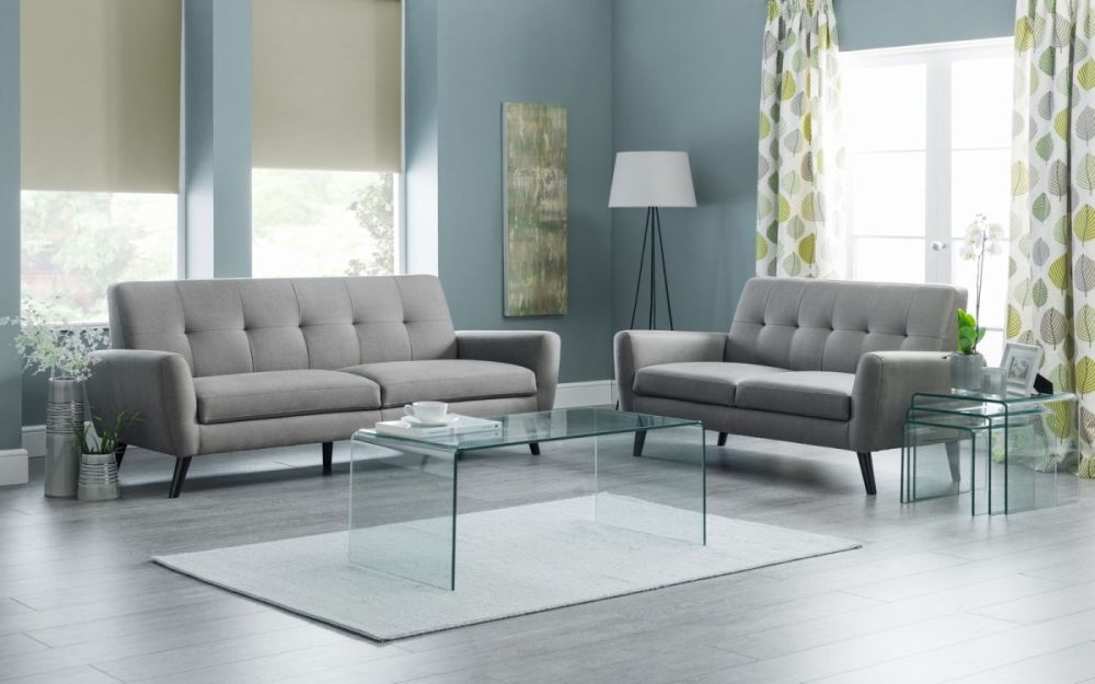 Product photograph of Monza Grey Linen Fabric 2 Seater Sofa from Choice Furniture Superstore.