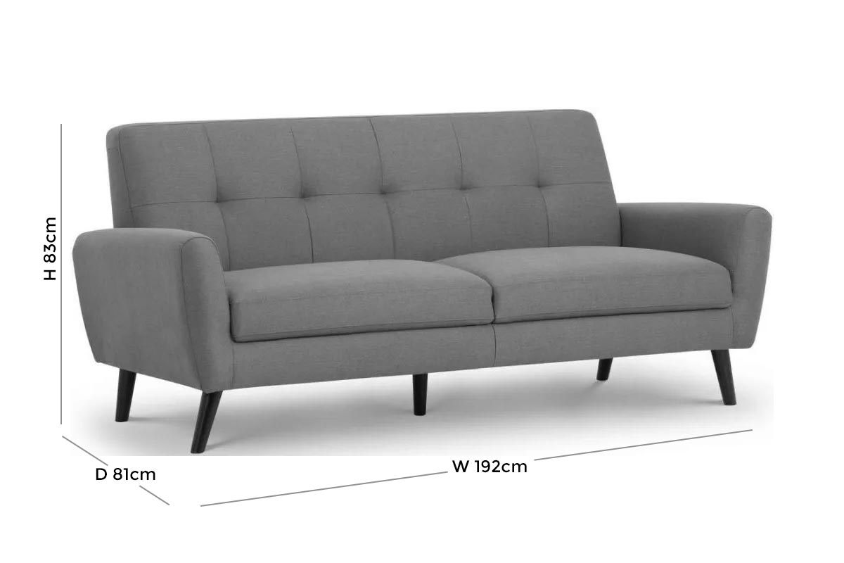 Product photograph of Monza Grey Linen Fabric 3 Seater Sofa from Choice Furniture Superstore.