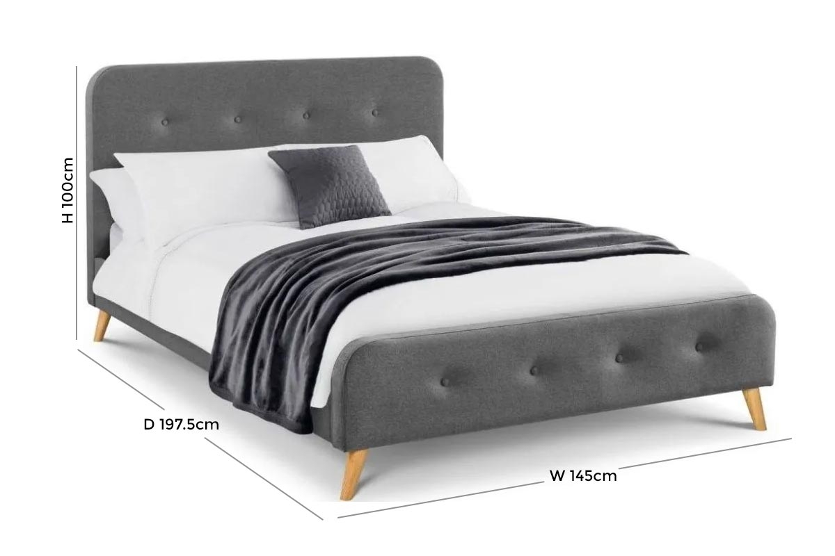 Product photograph of Astrid Curved Retro Oak And Grey Fabric Bed - Comes In Double And King Size from Choice Furniture Superstore.