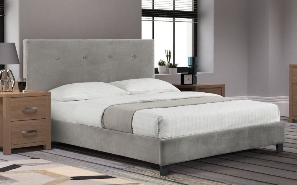 Product photograph of Shoreditch Grey Velvet Fabric Bed - Comes In Double And King Size from Choice Furniture Superstore.