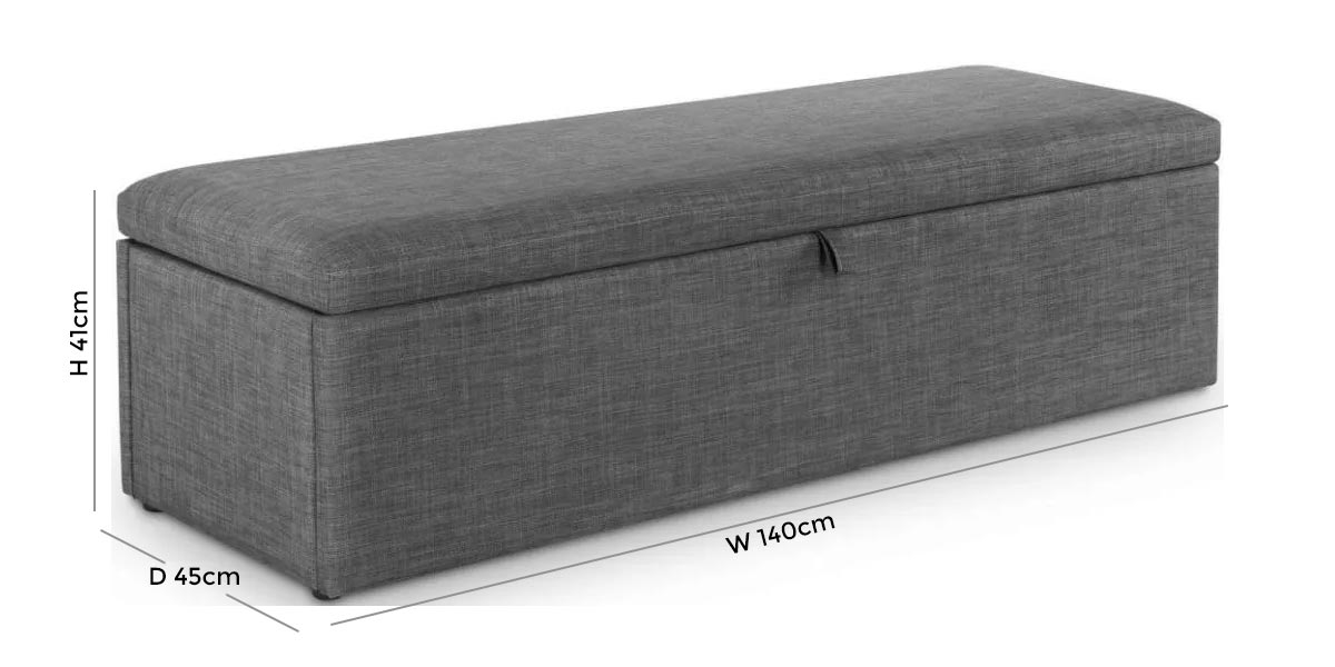Product photograph of Sorrento Slate Grey Fabric Blanket Box from Choice Furniture Superstore.