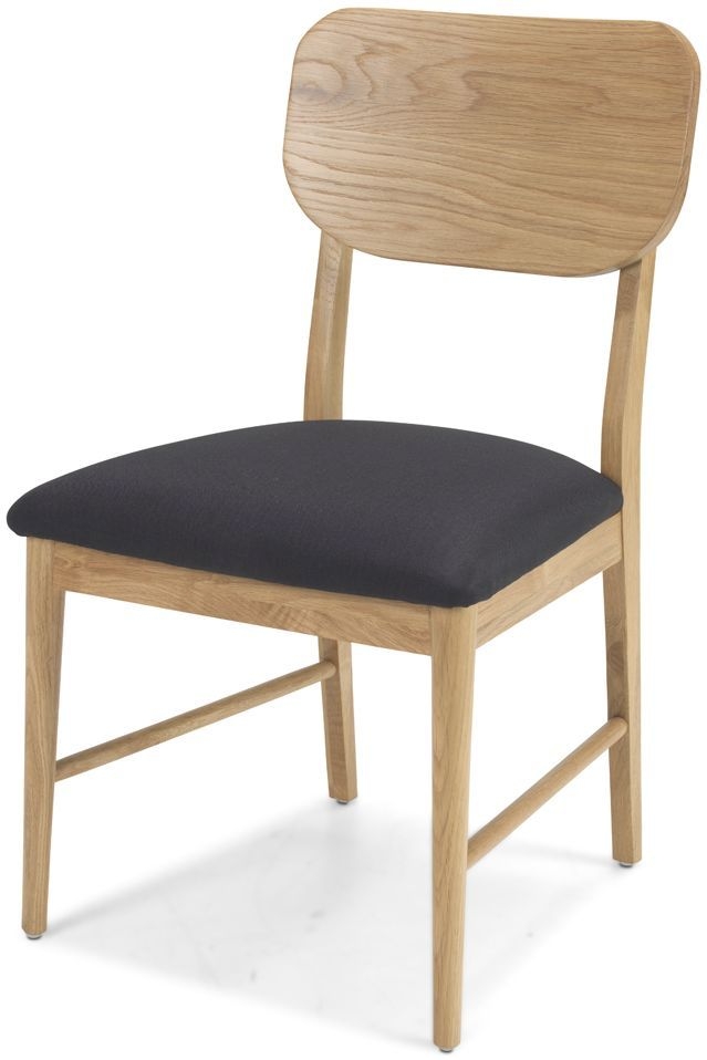 Product photograph of Skean Scandinavian Style Oak Curved Back Dining Chair Upholstered Padded Seat Sold In Pairs from Choice Furniture Superstore.