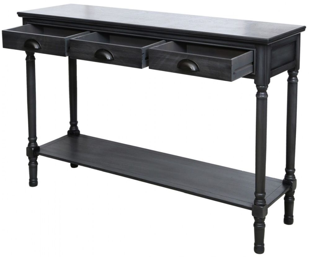 Product photograph of Delta Grey 3 Drawer Large Console Table from Choice Furniture Superstore.