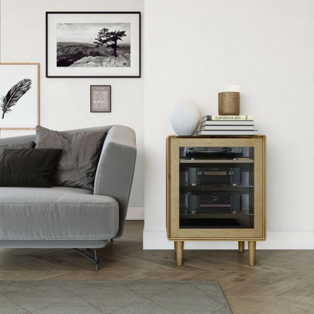 Product photograph of Homestyle Gb Scandic Oak Hifi Unit from Choice Furniture Superstore.