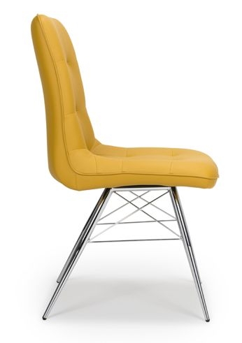 Product photograph of Tampa Ochre Faux Leather Dining Chair Sold In Pairs from Choice Furniture Superstore.