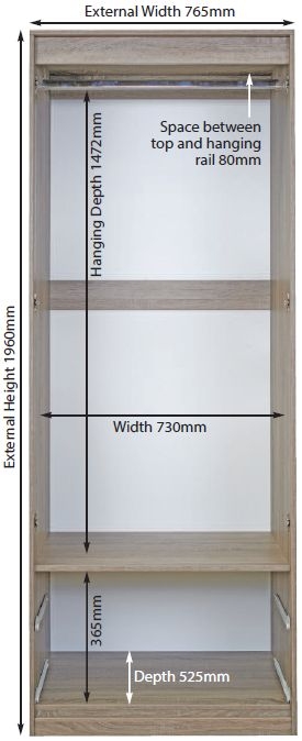 Product photograph of Sherwood Porcelain 2 Door 2 Drawer Tall Wardrobe from Choice Furniture Superstore.