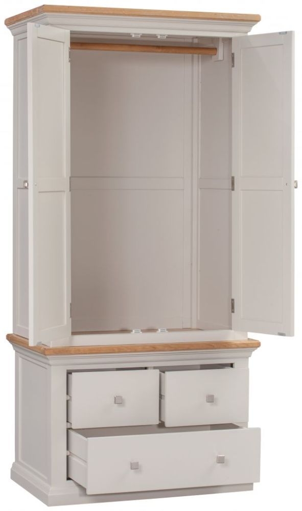 Product photograph of Homestyle Gb Cotswold Oak And Painted 2 Door 3 Drawer Wardrobe from Choice Furniture Superstore.