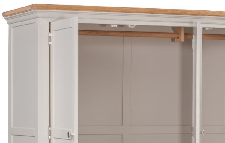 Product photograph of Homestyle Gb Cotswold Oak And Painted 3 Door 5 Drawer Wardrobe from Choice Furniture Superstore.