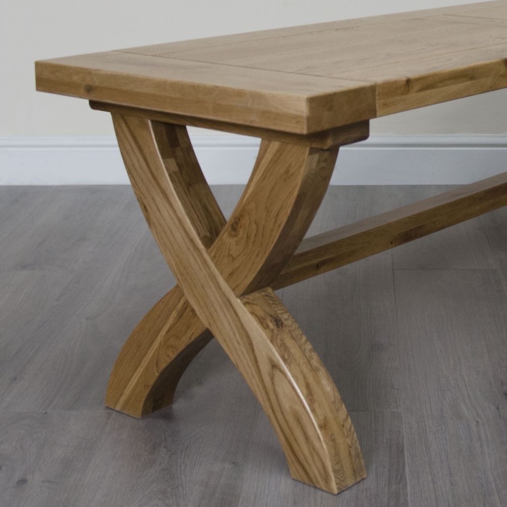 Product photograph of Homestyle Gb Deluxe Oak Cross Leg Dining Bench from Choice Furniture Superstore.