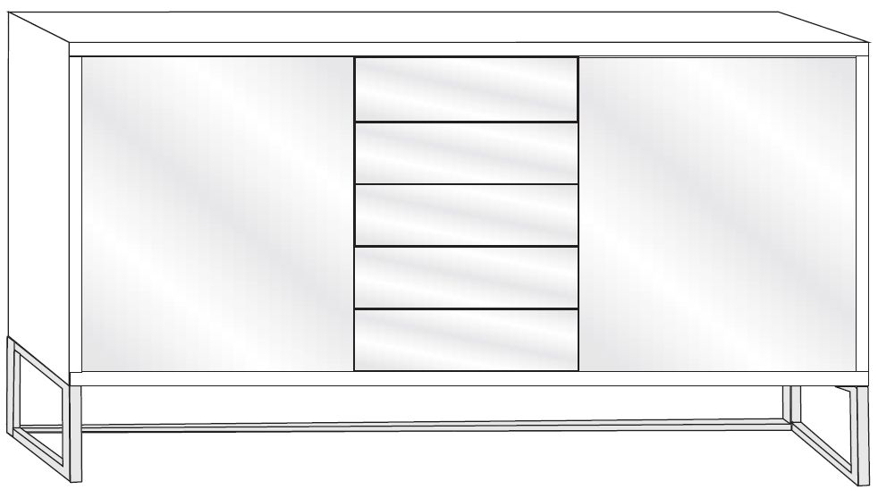 Product photograph of Wiemann Vigo 2 Door 5 Drawer Chest In Havana Glass from Choice Furniture Superstore.