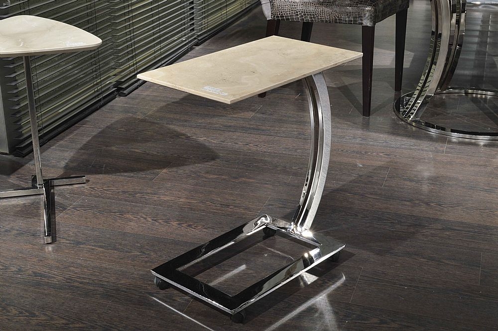 Product photograph of Stone International Swan Accent Table - Marble And Polished Steel from Choice Furniture Superstore.
