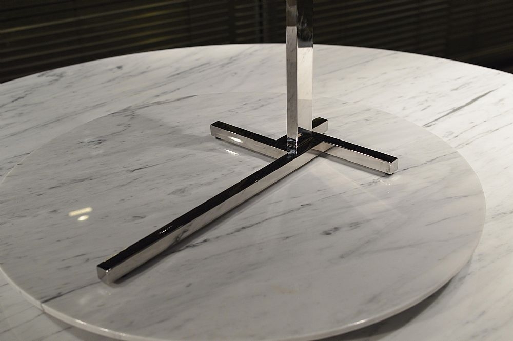 Product photograph of Stone International Flamingo Oval Accent Table - Marble And Polished Steel from Choice Furniture Superstore.