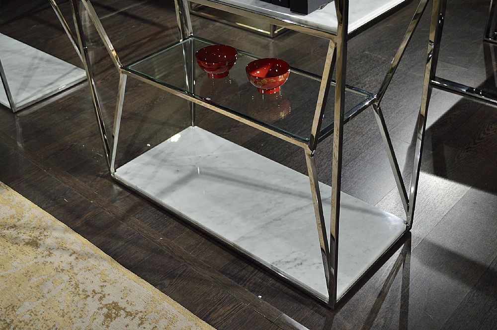 Product photograph of Stone International Ginza Etagere Marble Shelving Unit - Glass And Metal from Choice Furniture Superstore.