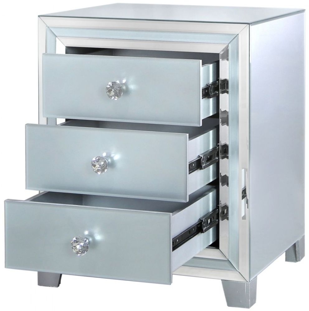 Product photograph of Manhattan Grey Glass Bedside Cabinet from Choice Furniture Superstore.