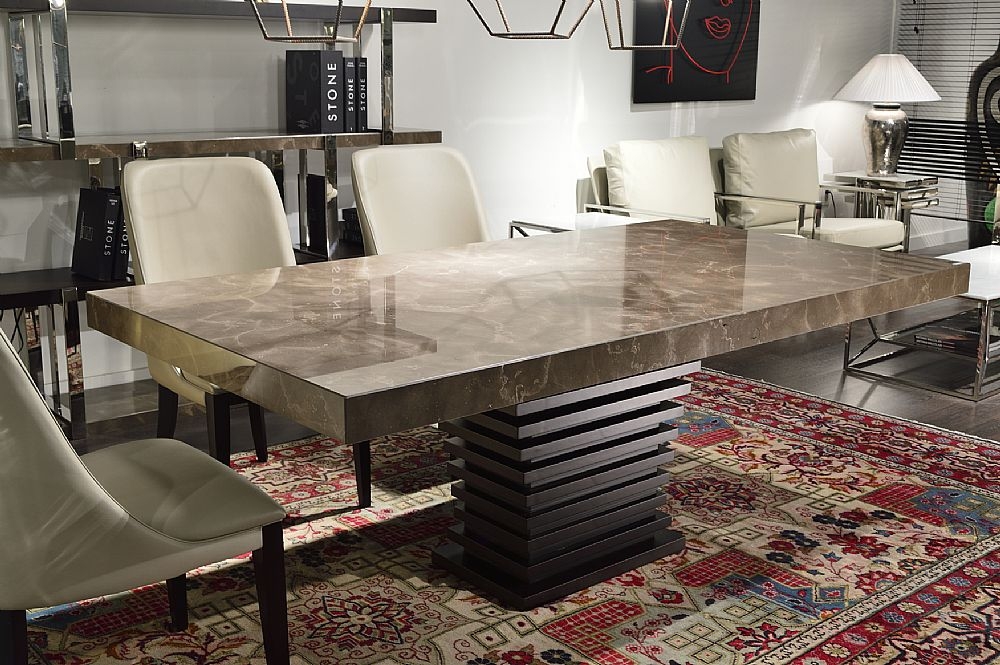 Product photograph of Stone International Ark Dining Table - Marble And Wenge Wood from Choice Furniture Superstore.