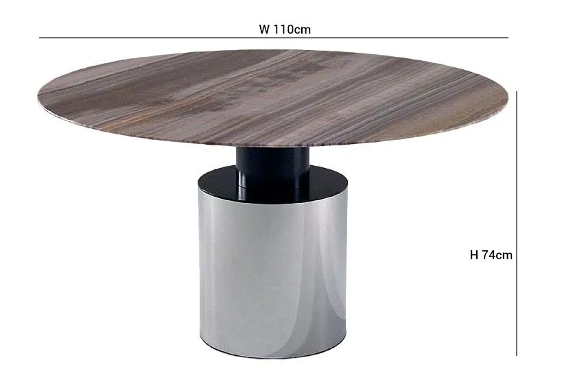 Product photograph of Stone International Athena Round Dining Table - Marble And Polished Steel from Choice Furniture Superstore.