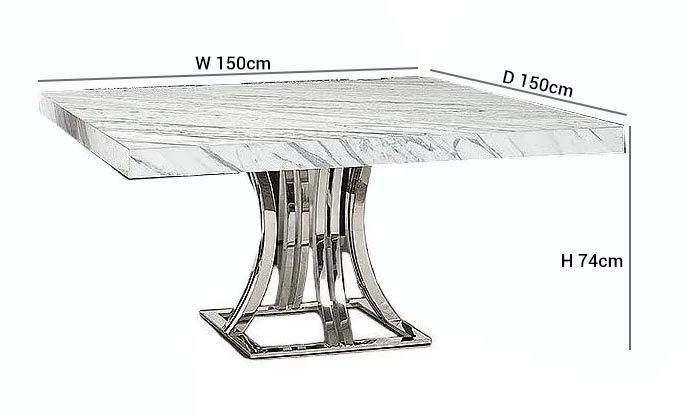 Product photograph of Stone International Aurora Square Dining Table - Marble And Polished Stainless Steel from Choice Furniture Superstore.