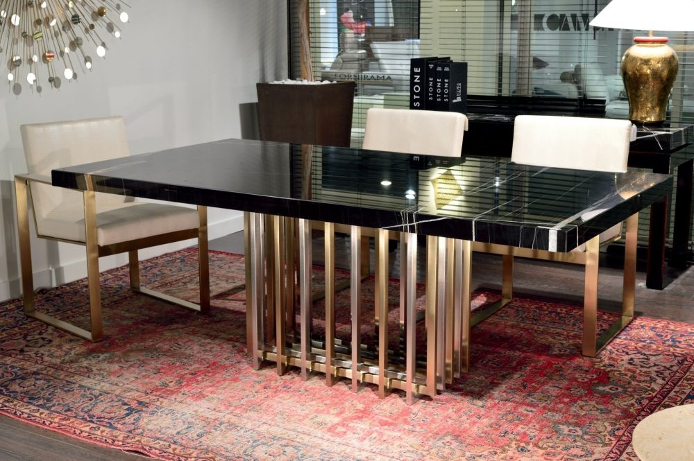 Product photograph of Stone International Cage Dining Table - Marble And Metal from Choice Furniture Superstore.