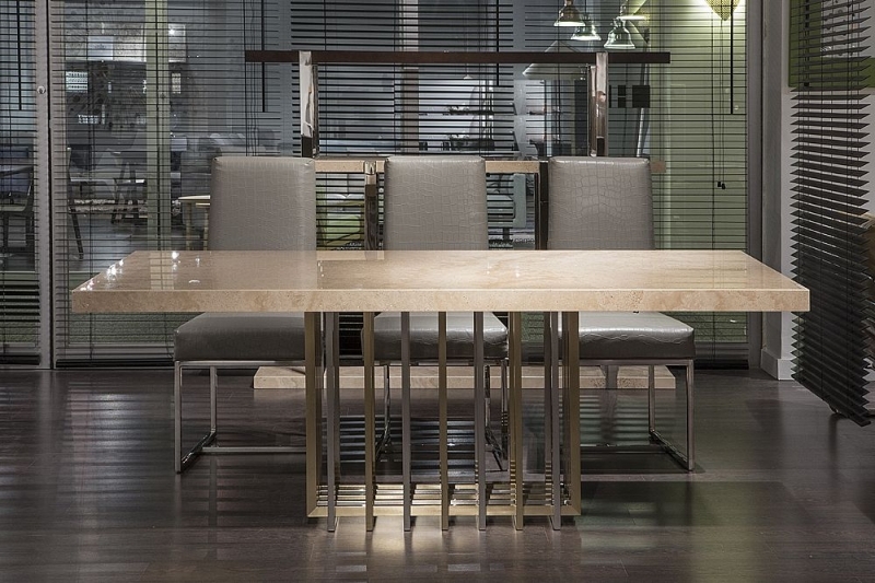 Product photograph of Stone International Cage Dining Table - Marble And Metal from Choice Furniture Superstore.