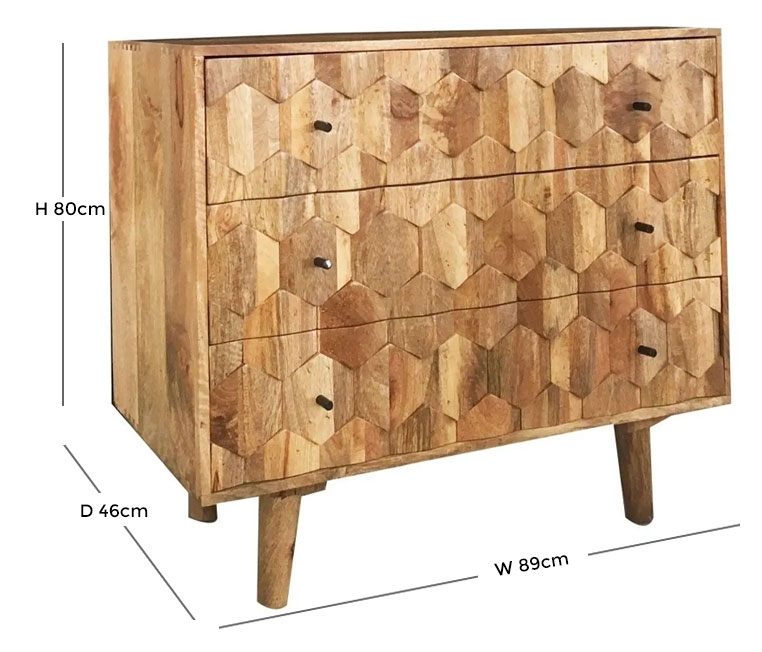 Product photograph of Coonoor Mango Wood 3 Drawer Chest from Choice Furniture Superstore.