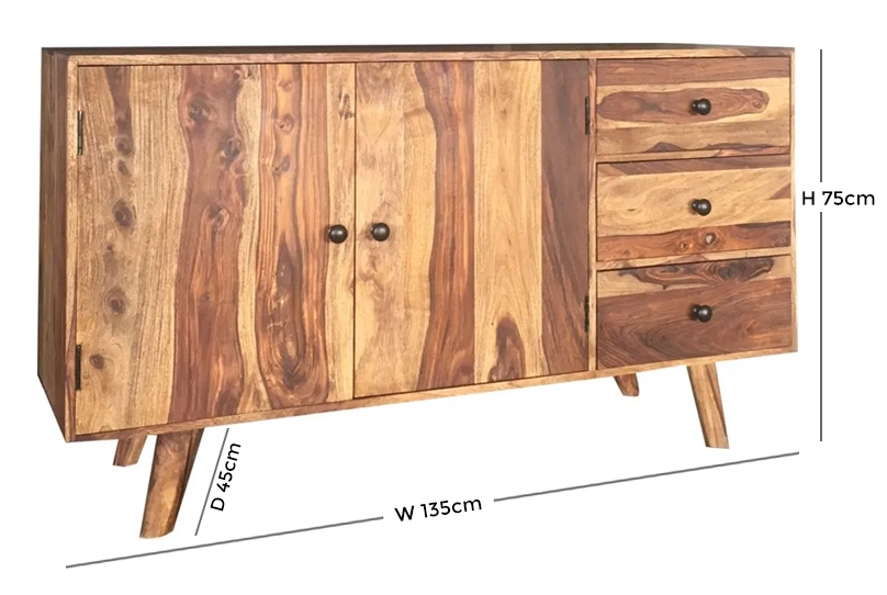 Product photograph of Gangtok Sheesham Wood Medium Sideboard from Choice Furniture Superstore.