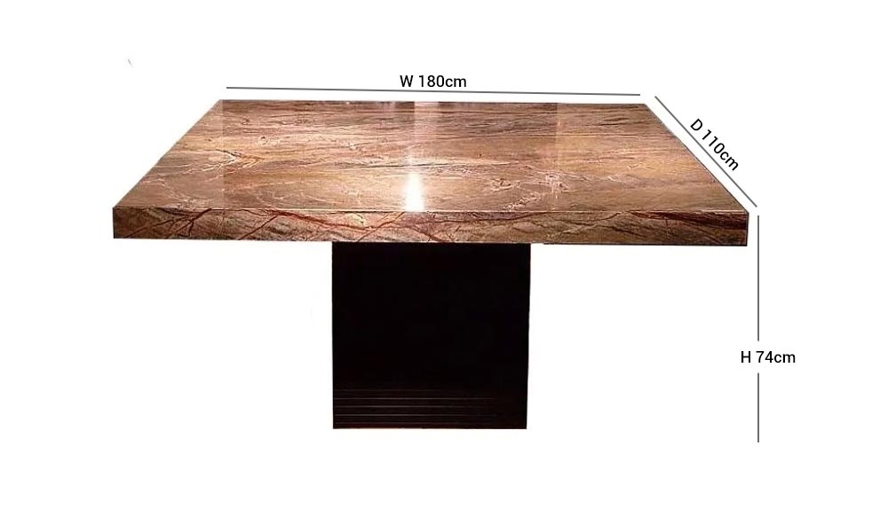 Stone International Espresso Marble Rectangular Large Dining Table with Wenge Wooden Legs