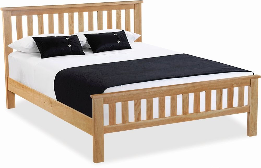 Product photograph of New Trinity Natural Oak 3ft Single Low Foot End Slatted Bed Frame from Choice Furniture Superstore.