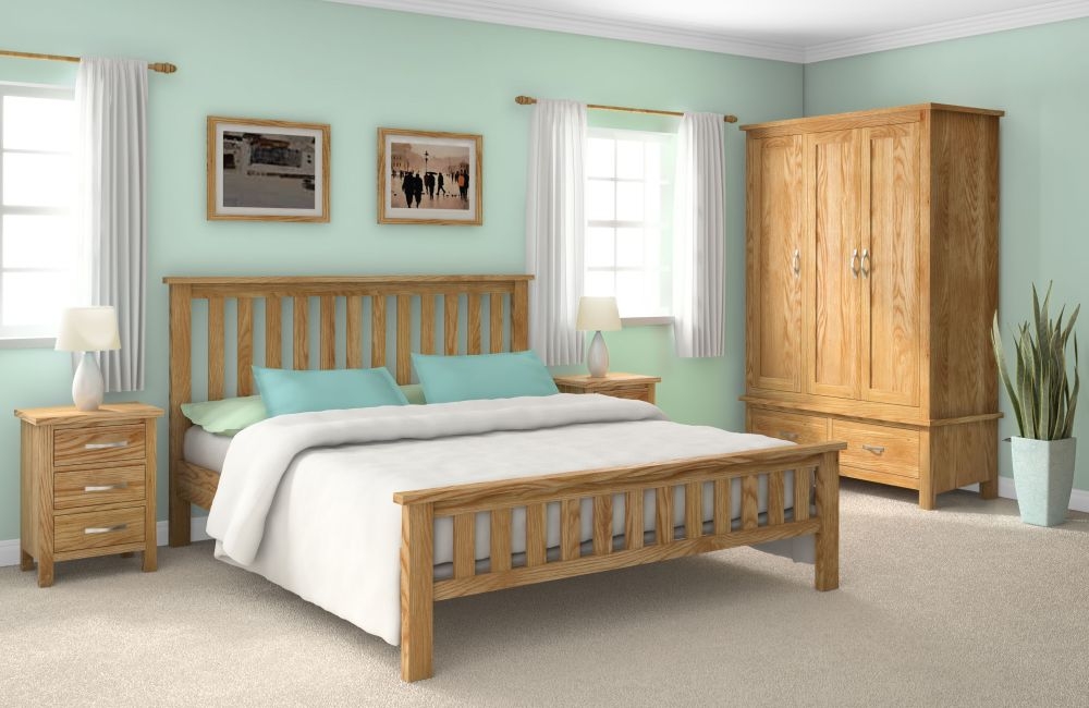 Product photograph of New Trinity Natural Oak 3ft Single Low Foot End Slatted Bed Frame from Choice Furniture Superstore.