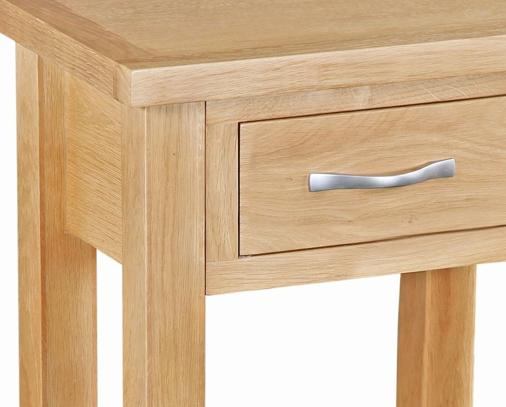 Product photograph of New Trinity Natural Oak 1 Drawer Telephone Table from Choice Furniture Superstore.