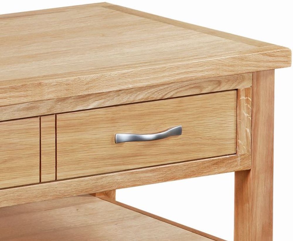 Product photograph of Cameron Natural Oak Coffee Table Storage With 2 Drawers from Choice Furniture Superstore.