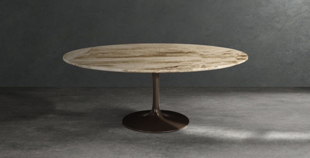 Product photograph of Stone International Flute Marble Occasional Table With Metal Base from Choice Furniture Superstore.