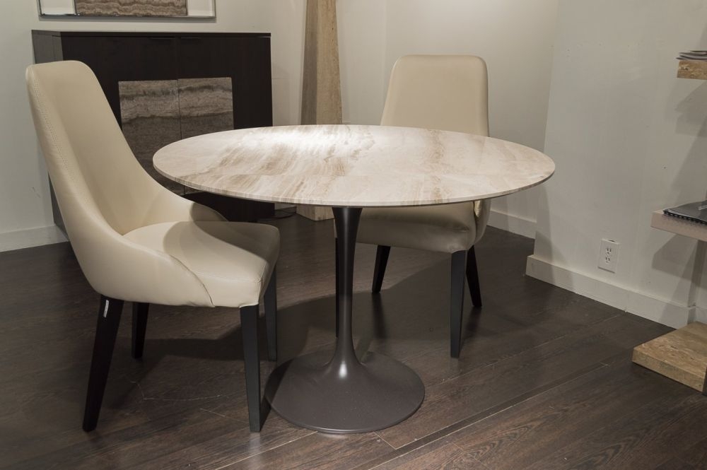 Product photograph of Stone International Flute Marble Round Dining Table With Metal Base from Choice Furniture Superstore.